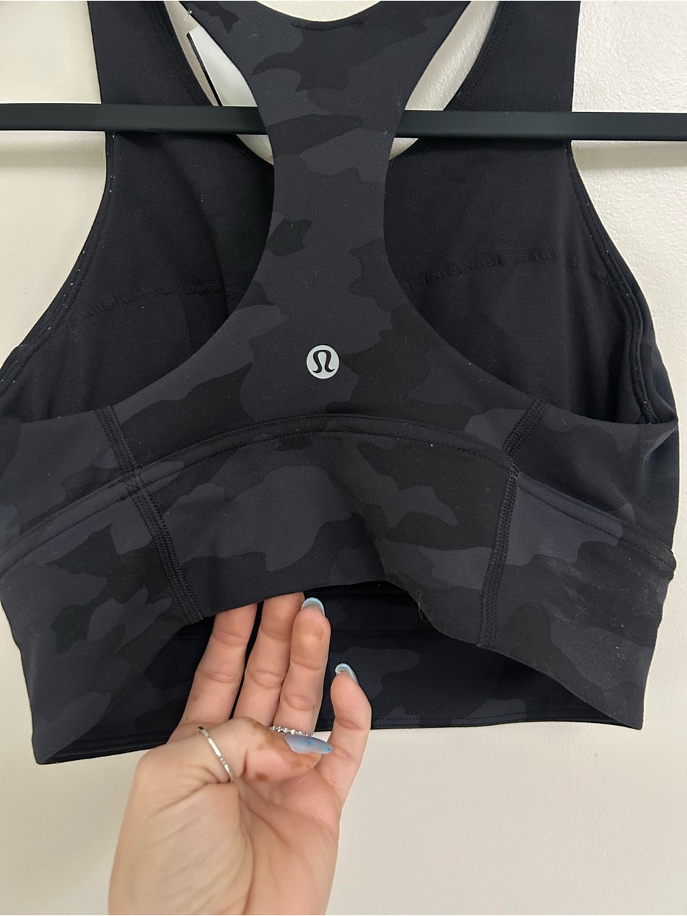 lululemon Black Camo wunder train Sports Bra | size 6
